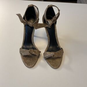 ALEXANDRE BIRMAN CLARITA - GOLD SPARKLE EVENING STRAPPY HEEL